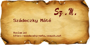 Szádeczky Máté névjegykártya